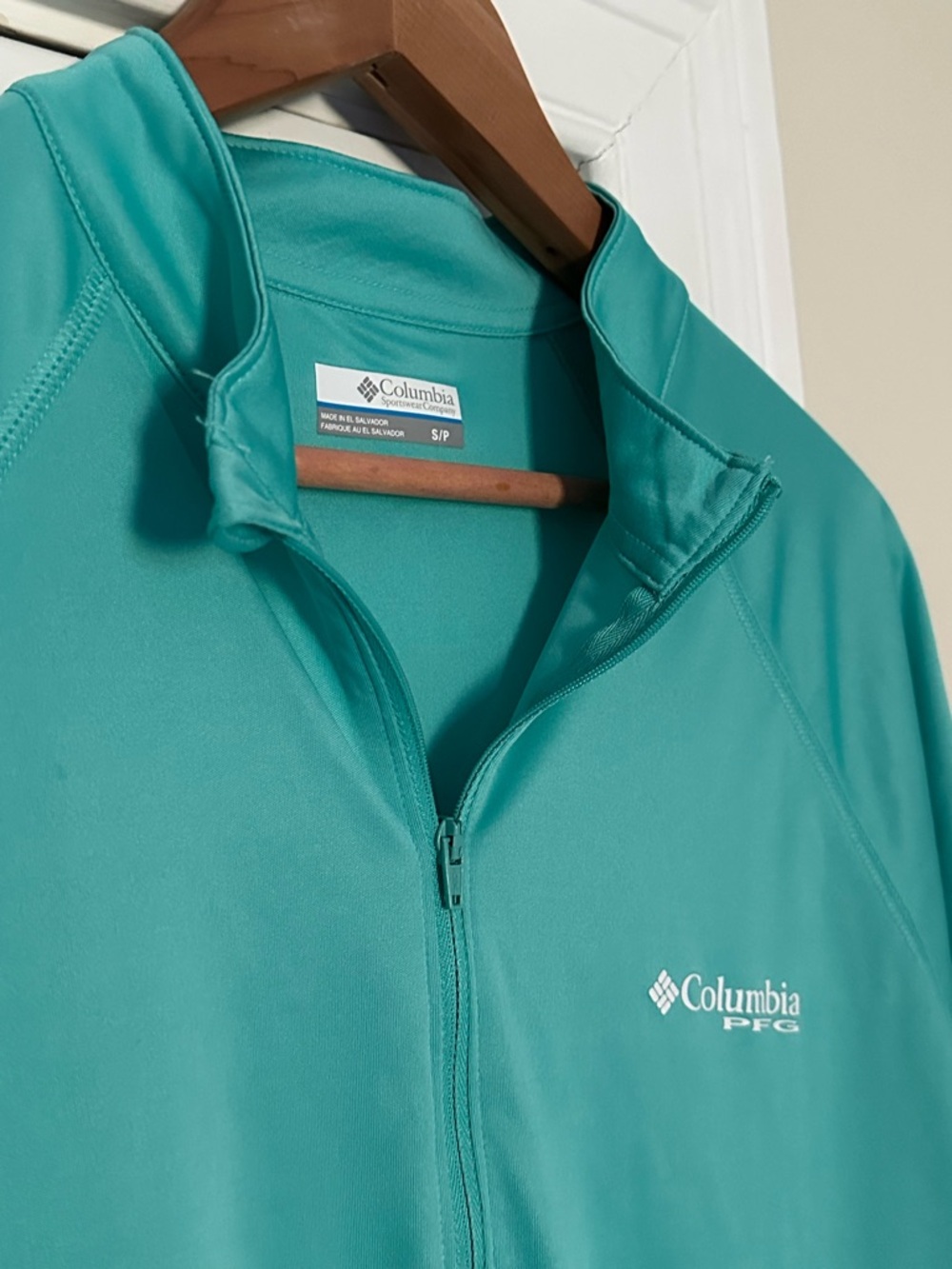 Columbia PFG Turquoise Quarter-Zip Performance Pullover - Picture 2 of 3